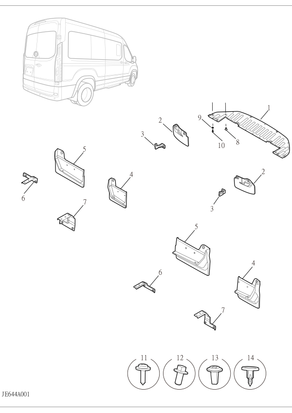 PLASTIC NUT-REAR MUD FLAP - D7 High Roof